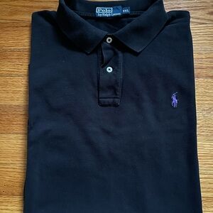 Ralph Lauren Black Polo Shirt with Purple Logo